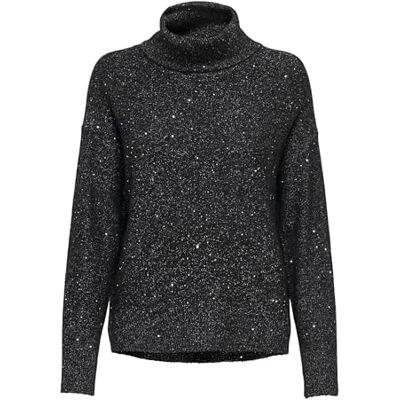 ONLY Damen Onlarizona Ls Sequins Rollneck Pull KNT, Black, S ONLY Damen Onlarizona Ls Sequins Rollneck Pull KNT, Black, S