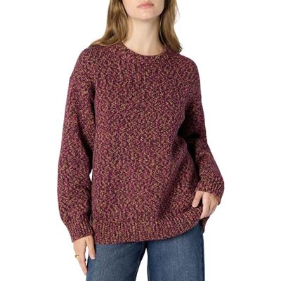 Amazon Damen Oversize-Pullover mit Rundhalsausschnitt und mehrfarbigem, schwerem Stoff, Burgunder Meliert, XXS Amazon Damen Oversize-Pullover mit Rundhalsausschnitt und mehrfarbigem, schwerem Stoff, Burgunder Meliert, XXS
