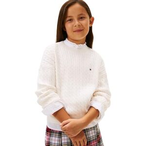 Tommy Hilfiger Mädchen Cable Sweater Kg0kg08848 Pullover, White (Ivory Silk), 4 Jahre Tommy Hilfiger Mädchen Cable Sweater Kg0kg08848 Pullover, White (Ivory Silk), 4 Jahre