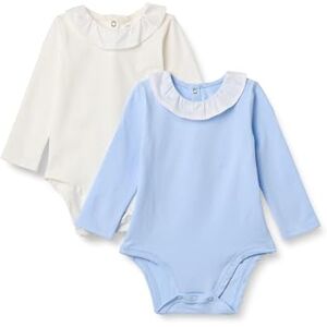 Amazon x Sofia Grainge Baby Mädchen Langärmeliger Bodysuit mit Rüschenkragen, 2er-Pack, Elfenbein/Hellblau, 12 Monate Amazon x Sofia Grainge Baby Mädchen Langärmeliger Bodysuit mit Rüschenkragen, 2er-Pack, Elfenbein/Hellblau, 12 Monate