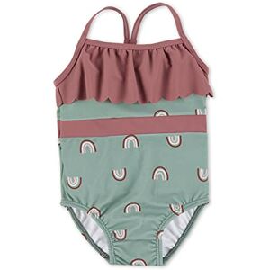 Sterntaler Badeanzug Regenbogen Print UV-Schutz 50+ Schwimmanzug mit Windeleinsatz bis Größe 86/92 Badebekleidung für Mädchen mit Volant am Ausschnitt und schmalen Trägern, rosenholz, Größe 92 Sterntaler Badeanzug Regenbogen Print UV-Schutz 50+ Schwimmanzug mit Windeleinsatz bis Größe 86/92 Badebekleidung für Mädchen mit Volant am Ausschnitt und schmalen Trägern, rosenholz, Größe 92