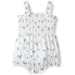 Amazon x Sofia Grainge Baby Mädchen Gewebter Kurzarm-Strampler, Elfenbeinblau mit Blumenmuster, Neugeborene Amazon x Sofia Grainge Baby Mädchen Gewebter Kurzarm-Strampler, Elfenbeinblau mit Blumenmuster, Neugeborene