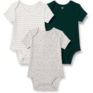 Amazon x Sofia Grainge Unisex Baby Kurzärmliger Bodysuit mit Rundhalsausschnitt, 3er-Pack, Dunkelgrün/Schaf/Streifen, 18 Monate Amazon x Sofia Grainge Unisex Baby Kurzärmliger Bodysuit mit Rundhalsausschnitt, 3er-Pack, Dunkelgrün/Schaf/Streifen, 18 Monate
