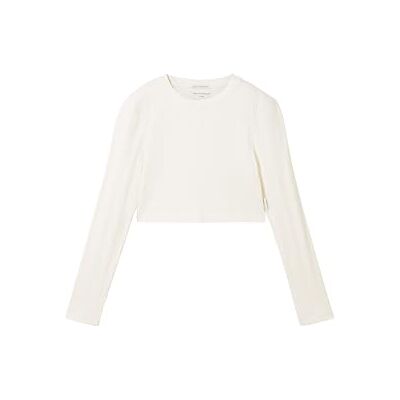 TOM TAILOR Mädchen Kinder Basic Langarmshirt mit Rippstruktur,12906 Wool White, 152 TOM TAILOR Mädchen Kinder Basic Langarmshirt mit Rippstruktur,12906 Wool White, 152