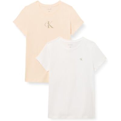 Calvin Mädchen 2-Pack Slim Monologo T-Shirt Lvcktja28g Set, White (Palepeach/Brightwhite), 16 Jahre Calvin Mädchen 2-Pack Slim Monologo T-Shirt Lvcktja28g Set, White (Palepeach/Brightwhite), 16 Jahre