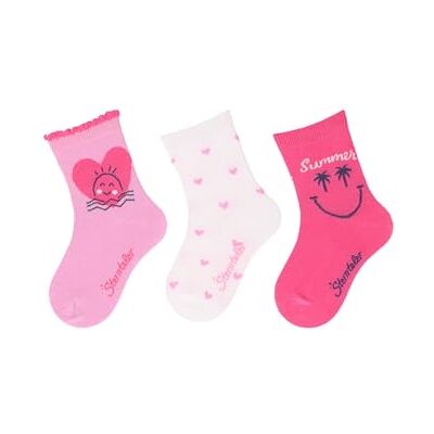 Sterntaler Socken 3er Pack Herzen und Sommer Babysocken für Mädchen Babysocken mit Motiven Socken für Babys im Set pink, 18 Sterntaler Socken 3er Pack Herzen und Sommer Babysocken für Mädchen Babysocken mit Motiven Socken für Babys im Set pink, 18