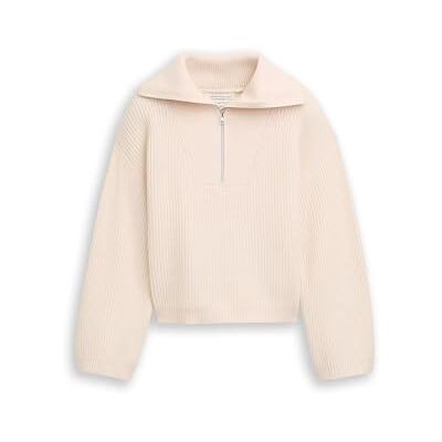 TOM TAILOR Mädchen 1048822 Kinder Cropped Troyer Strickpullover, 36991 Soft Cream Beige, 128 EU TOM TAILOR Mädchen 1048822 Kinder Cropped Troyer Strickpullover, 36991 Soft Cream Beige, 128 EU