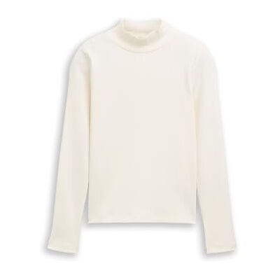 TOM TAILOR Mädchen 1048754 Kinder RIPP Langarmshirt Mit Stehkragen, 12906 Wool White, 176 EU TOM TAILOR Mädchen 1048754 Kinder RIPP Langarmshirt Mit Stehkragen, 12906 Wool White, 176 EU