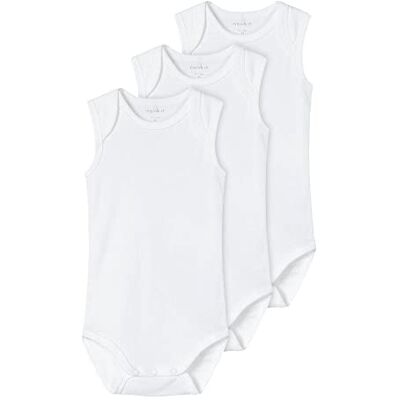NAME IT Unisex Baby Nbnbody 3p tank Solid White 3 Noos Schlafanzug, Bright White, 62 EU NAME IT Unisex Baby Nbnbody 3p tank Solid White 3 Noos Schlafanzug, Bright White, 62 EU