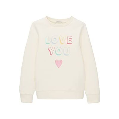 TOM TAILOR Mädchen 1037941 Sweatshirt mit Schriftzug, 10330-Dove White, 116/122 TOM TAILOR Mädchen 1037941 Sweatshirt mit Schriftzug, 10330-Dove White, 116/122