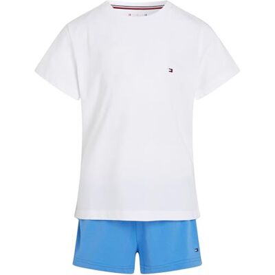 Tommy Hilfiger Mädchen Pyjama-Set Basic Kurz, Mehrfarbig (White/Blue Spell), 12-14 Jahre Tommy Hilfiger Mädchen Pyjama-Set Basic Kurz, Mehrfarbig (White/Blue Spell), 12-14 Jahre