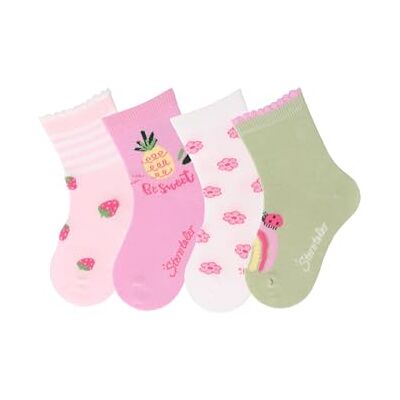 Sterntaler Socken 4er Pack Erdbeeren, Ananas, Blüten, Regenbogen Babysocken für Mädchen Babysocken mit Motiven Socken für Babys im Set rosa, 18 Sterntaler Socken 4er Pack Erdbeeren, Ananas, Blüten, Regenbogen Babysocken für Mädchen Babysocken mit Motiven Socken für Babys im Set rosa, 18
