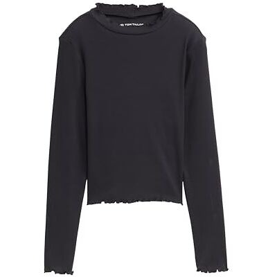 TOM TAILOR Mädchen 1049414 Kinder Cropped Langarmshirt Mit Rippstruktur, 29476 Coal Grey, 152 EU TOM TAILOR Mädchen 1049414 Kinder Cropped Langarmshirt Mit Rippstruktur, 29476 Coal Grey, 152 EU