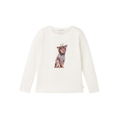 TOM TAILOR Mädchen Kinder Langarmshirt mit Chihuahua-Print,12906 Wool White, 92/98 TOM TAILOR Mädchen Kinder Langarmshirt mit Chihuahua-Print,12906 Wool White, 92/98
