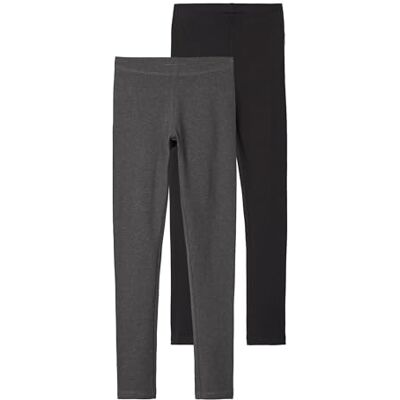 NAME IT Mädchen Nkfvivian 2p Noos Leggings, Dark Grey Melange, 110-116 EU NAME IT Mädchen Nkfvivian 2p Noos Leggings, Dark Grey Melange, 110-116 EU