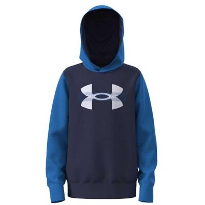 Under Armour Jungen Rival Fleece Colorblock Graphic Hoodie (Big Kids) Kapuzen-Sweatshirt, Blue Atlantis/Washed Navy/White, 160-170 Under Armour Jungen Rival Fleece Colorblock Graphic Hoodie (Big Kids) Kapuzen-Sweatshirt, Blue Atlantis/Washed Navy/White, 160-170