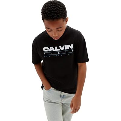 Calvin Boy's Print Tee Ss LVCKTJA43B S/S T-Shirt, Schwarz (Pvh Black), 14 Jahre Calvin Boy's Print Tee Ss LVCKTJA43B S/S T-Shirt, Schwarz (Pvh Black), 14 Jahre
