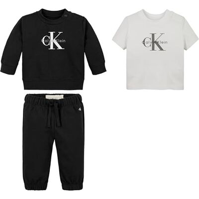 Calvin Baby Geschenk-Set Monogram Sweatshirt, Jogginghose und T-Shirt, Schwarz (Ck Black), 4 Jahre Calvin Baby Geschenk-Set Monogram Sweatshirt, Jogginghose und T-Shirt, Schwarz (Ck Black), 4 Jahre