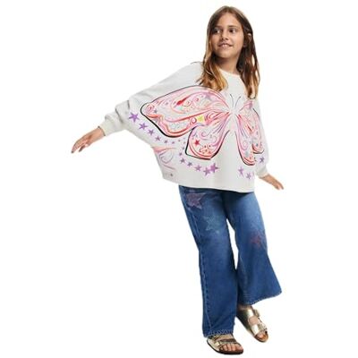 Desigual Unisex Kinder 25SGSK11 Sweatshirt, White, 5/6 Desigual Unisex Kinder 25SGSK11 Sweatshirt, White, 5/6