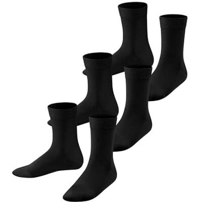 FALKE Unisex Kinder Socken Family Multipack K So Baumwolle einfarbig 3 Paar, Schwarz Black 3000, 31-34 FALKE Unisex Kinder Socken Family Multipack K So Baumwolle einfarbig 3 Paar, Schwarz Black 3000, 31-34