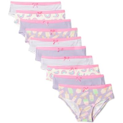 Amazon Mädchen Bikini-Unterhosen aus Baumwoll-Jersey, 10er Pack, Flieder, Regenbogen, Streifen, 10-11 Jahre Amazon Mädchen Bikini-Unterhosen aus Baumwoll-Jersey, 10er Pack, Flieder, Regenbogen, Streifen, 10-11 Jahre