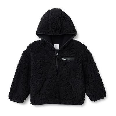 Amazon Jungen Relaxed-Fit Einfarbiger Teddy Sherpa-Kapuzenpullover mit halbem Reißverschluss, Schwarz, 5 Jahre Amazon Jungen Relaxed-Fit Einfarbiger Teddy Sherpa-Kapuzenpullover mit halbem Reißverschluss, Schwarz, 5 Jahre