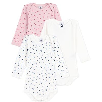 Petit Bateau Lot de bodies manches longues en coton imprimé pommes bébé Petit Bateau Lot de bodies manches longues en coton imprimé pommes bébé
