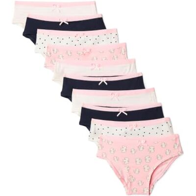 Amazon Mädchen Bikini-Unterhosen aus Baumwoll-Jersey, 10er Pack, Punkt/Streifen/Marineblau, 10-11 Jahre Amazon Mädchen Bikini-Unterhosen aus Baumwoll-Jersey, 10er Pack, Punkt/Streifen/Marineblau, 10-11 Jahre