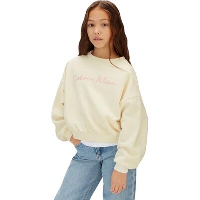 Calvin Mädchen Sweatshirt mit Rundhalsausschnitt, Gelb (Egret 11-0103 TCX), 14 Jahre Calvin Mädchen Sweatshirt mit Rundhalsausschnitt, Gelb (Egret 11-0103 TCX), 14 Jahre