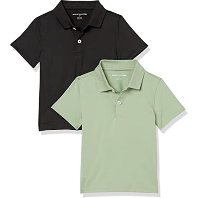 Amazon Jungen Active Performance Poloshirts, 2er-Pack, Schwarz/Olivgrün, Größe L Amazon Jungen Active Performance Poloshirts, 2er-Pack, Schwarz/Olivgrün, Größe L