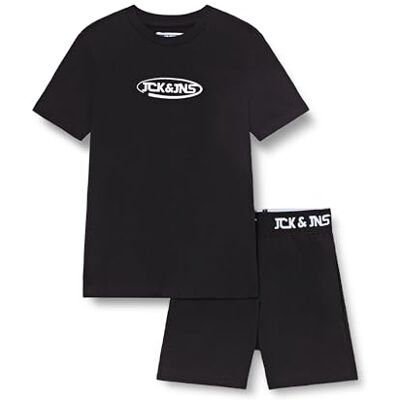 JACK & JONES Jungen Jacoliver Ss Tee and Shorts Set Jnr T-Shirt, Black/Pack:Black Shorts, 152 JACK & JONES Jungen Jacoliver Ss Tee and Shorts Set Jnr T-Shirt, Black/Pack:Black Shorts, 152