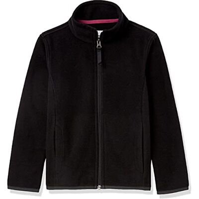 Amazon Mädchen Polar-Fleecejacke mit durchgehendem Reißverschluss und Stehkragen, Schwarz, 8 Jahre Amazon Mädchen Polar-Fleecejacke mit durchgehendem Reißverschluss und Stehkragen, Schwarz, 8 Jahre