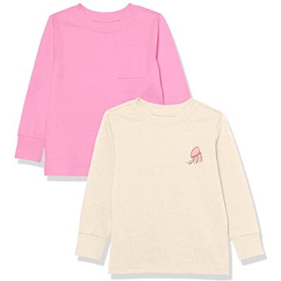 Amazon Unisex Kinder Langarm-T-Shirt mit Rippbündchen, 2er-Pack, Creme Jellyfish/Rosa, 10 Jahre Amazon Unisex Kinder Langarm-T-Shirt mit Rippbündchen, 2er-Pack, Creme Jellyfish/Rosa, 10 Jahre