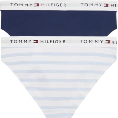 Tommy Hilfiger Mädchen 2er Pack Slips Bikini Print mit Logobund, Mehrfarbig (Breton Blue/Preppy Navy), 14-16 Jahre Tommy Hilfiger Mädchen 2er Pack Slips Bikini Print mit Logobund, Mehrfarbig (Breton Blue/Preppy Navy), 14-16 Jahre