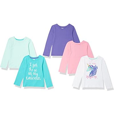 Amazon Mädchen Langärmelige T-Shirts, 5er-Pack, Blau/Grün/Purpur/Rosa/Weiß Einhorn, 4 Jahre Amazon Mädchen Langärmelige T-Shirts, 5er-Pack, Blau/Grün/Purpur/Rosa/Weiß Einhorn, 4 Jahre