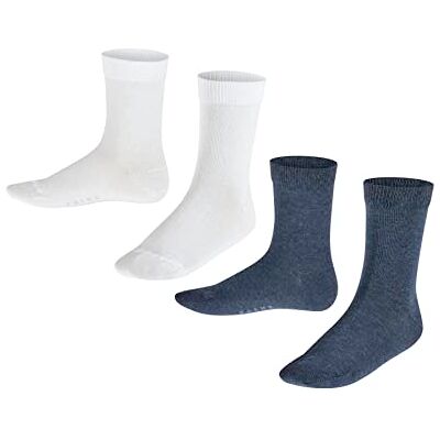 FALKE Unisex Kinder Socken Happy Double Pack K So Baumwolle einfarbig 2 Paar, Mehrfarbig Blue White 0040, 23-26 FALKE Unisex Kinder Socken Happy Double Pack K So Baumwolle einfarbig 2 Paar, Mehrfarbig Blue White 0040, 23-26