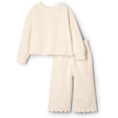 Amazon x Sofia Grainge Mädchen Set aus Hose und Oberteil aus French Terry, Elfenbein, 4 Jahre Amazon x Sofia Grainge Mädchen Set aus Hose und Oberteil aus French Terry, Elfenbein, 4 Jahre