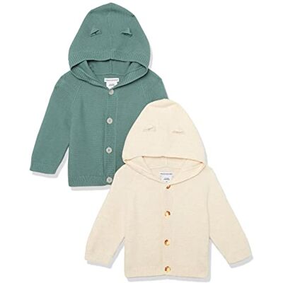 Amazon Unisex Baby Kapuzenpullover, 2er-Pack, Dunkles Salbeigrün/Haferbeige, 0 Monate Amazon Unisex Baby Kapuzenpullover, 2er-Pack, Dunkles Salbeigrün/Haferbeige, 0 Monate