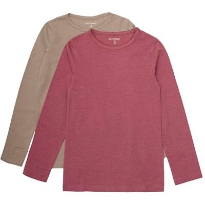 MINYMO Mädchen Basic 35 -T-Shirt Ls (2-Pack) Shirt, Apple Butter, 122 EU MINYMO Mädchen Basic 35 -T-Shirt Ls (2-Pack) Shirt, Apple Butter, 122 EU