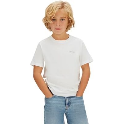 Calvin Kinder Unisex T-Shirt Kurzarm Chest Logo aus Baumwolle, Weiß (Bright White), 4 Jahre Calvin Kinder Unisex T-Shirt Kurzarm Chest Logo aus Baumwolle, Weiß (Bright White), 4 Jahre