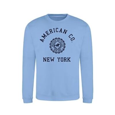 AMERICAN COLLEGE USA , Sweatshirts, Pullover, Jungen, Mädchen, Westen, Hoodies, Fleece, Jacke, Thermo, Mit Kapuze, Kinder Bekleidung, Unisex, Modell ACSCRW4 Sky Blue 14 Jahre AMERICAN COLLEGE USA , Sweatshirts, Pullover, Jungen, Mädchen, Westen, Hoodies, Fleece, Jacke, Thermo, Mit Kapuze, Kinder Bekleidung, Unisex, Modell ACSCRW4 Sky Blue 14 Jahre