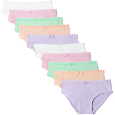 Amazon Mädchen Bikini-Unterhosen aus Baumwoll-Jersey, 10er Pack, Pastellfarben, 10-11 Jahre Amazon Mädchen Bikini-Unterhosen aus Baumwoll-Jersey, 10er Pack, Pastellfarben, 10-11 Jahre