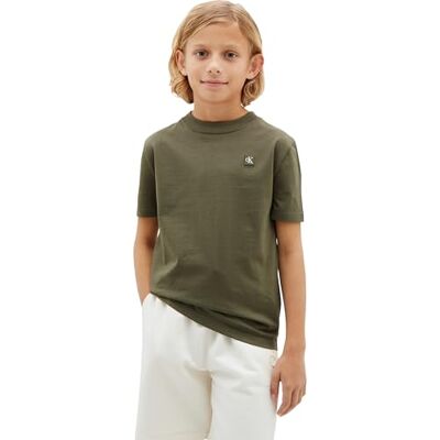 Calvin Unisex Mini Badge Reg T-Shirt LV1CKTJA27 S/S T-Shirt, Grün (Dusty Olive), 14 Jahre Calvin Unisex Mini Badge Reg T-Shirt LV1CKTJA27 S/S T-Shirt, Grün (Dusty Olive), 14 Jahre