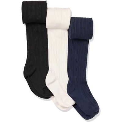 Amazon Mädchen Zopfmuster-Strumpfhose, 3er-Pack, Weiß/Schwarz/Marineblau, 12-14 Jahre Amazon Mädchen Zopfmuster-Strumpfhose, 3er-Pack, Weiß/Schwarz/Marineblau, 12-14 Jahre