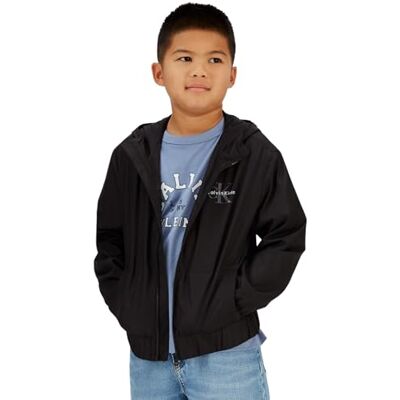 Calvin Jungen Windbreaker Jacke Monologo Essential mit Kapuze, Schwarz (Ck Black), 16 Jahre Calvin Jungen Windbreaker Jacke Monologo Essential mit Kapuze, Schwarz (Ck Black), 16 Jahre