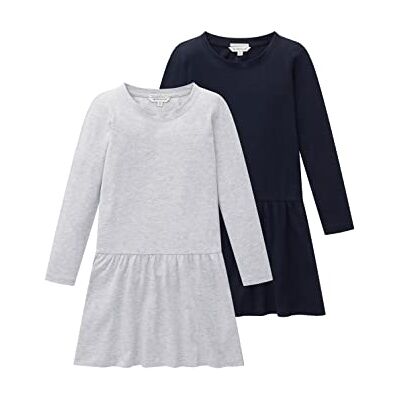 TOM TAILOR Mädchen Kinder Kleid im Doppelpack 1034768, 15398 Light Stone Grey Melange, 92-98 TOM TAILOR Mädchen Kinder Kleid im Doppelpack 1034768, 15398 Light Stone Grey Melange, 92-98