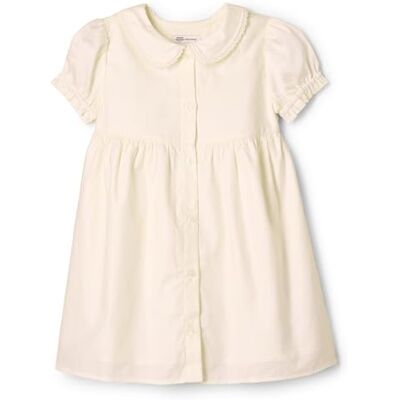 Amazon Baby Mädchen Peter Pan Fit and Flare Baumwollsatin Kleid Elfenbein Neugeborene Amazon Baby Mädchen Peter Pan Fit and Flare Baumwollsatin Kleid Elfenbein Neugeborene