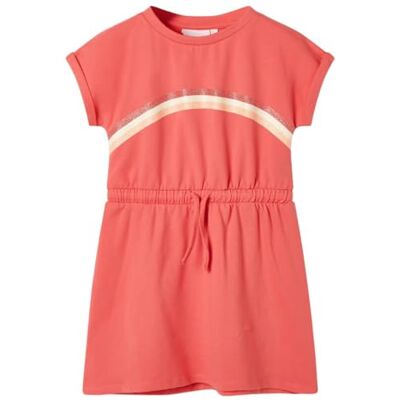 vidaXL Kinderkleid mit Kordelzug Kinder Kleid Kurzarm Freizeitkleid Sommer Korallenrosa vidaXL Kinderkleid mit Kordelzug Kinder Kleid Kurzarm Freizeitkleid Sommer Korallenrosa