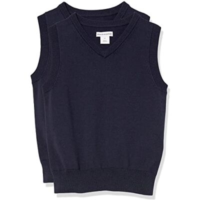 Amazon Jungen Pulloverweste aus Baumwolle mit V-Ausschnitt, Uniform, 2er-Pack, Marineblau, 4 Jahre Amazon Jungen Pulloverweste aus Baumwolle mit V-Ausschnitt, Uniform, 2er-Pack, Marineblau, 4 Jahre