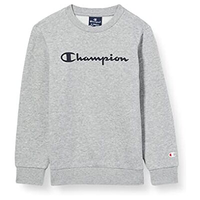 Champion Jungen Legacy- Classic Logo Crewneck Pullover, Helles Heather Grey, 11/12 Jahre (Label: L) Champion Jungen Legacy- Classic Logo Crewneck Pullover, Helles Heather Grey, 11/12 Jahre (Label: L)